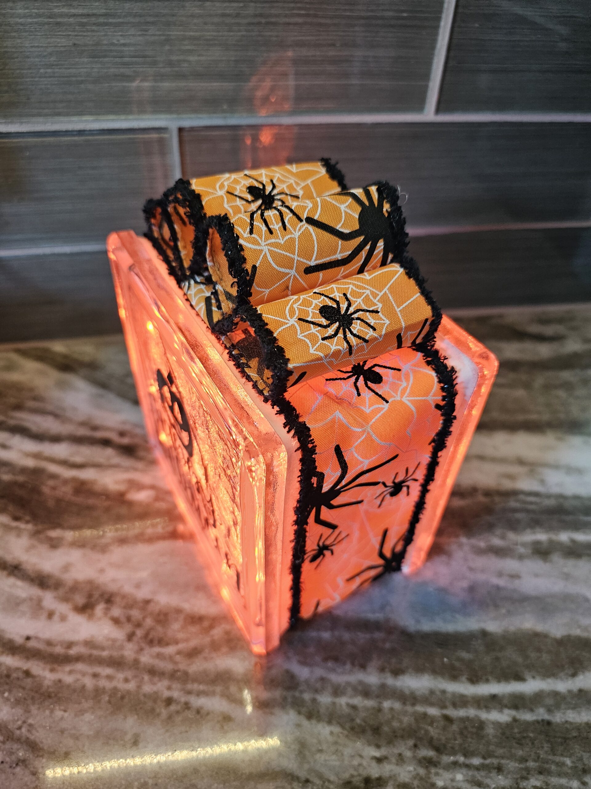 6x6" Pumpkin Happy Halloween - Halloween Holiday Decoration | Unique Lighted Glass Block Gift - Image 3