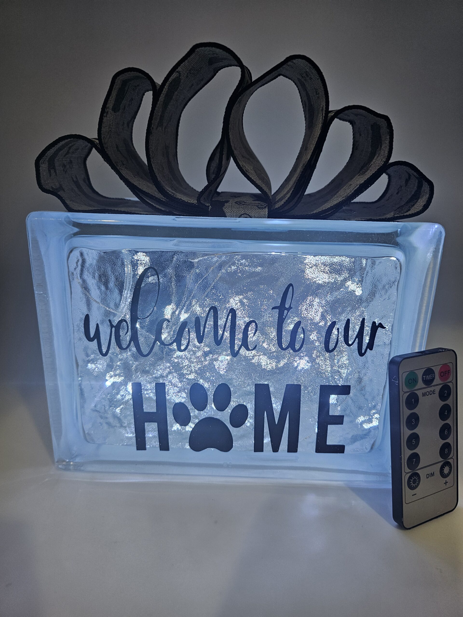 6x8" Welcome To Our Home Paw - Pet Decoration | Unique Pet Gift | Lighted Glass Block Home Decor - Image 2
