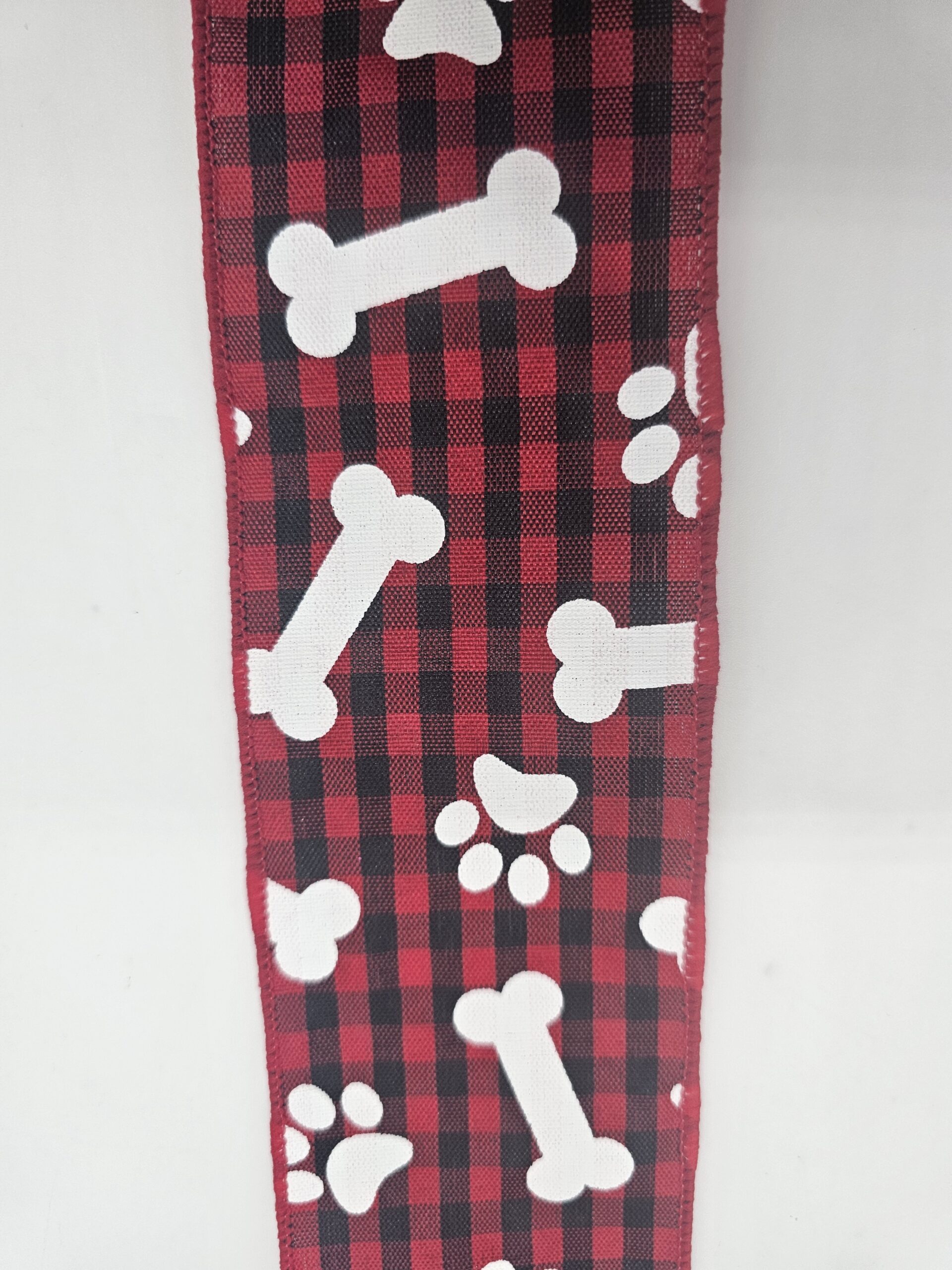 Black Red Check with White Bone Paw