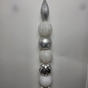 Large Bulb Dowel - white & silver bulbs with silver pointed ornament topper - multi-color LED lights