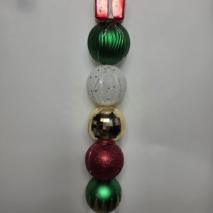 Large Bulb Dowel - red white gold & green bulbs with red present white bow ornament topper - multi-color LED lights