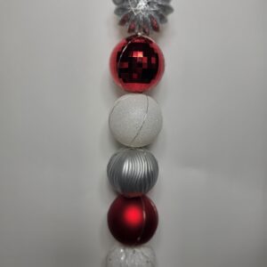 Large Bulb Dowel - red, white & silver bulbs with silver star ornament topper - multi-color LED lights