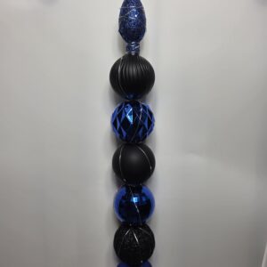 Large Bulb Dowel - blue & black bulbs with blue light ornament topper - blue LED lights