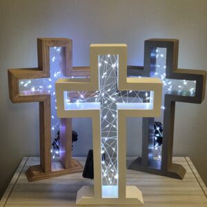 C Lighted Wood Cross
